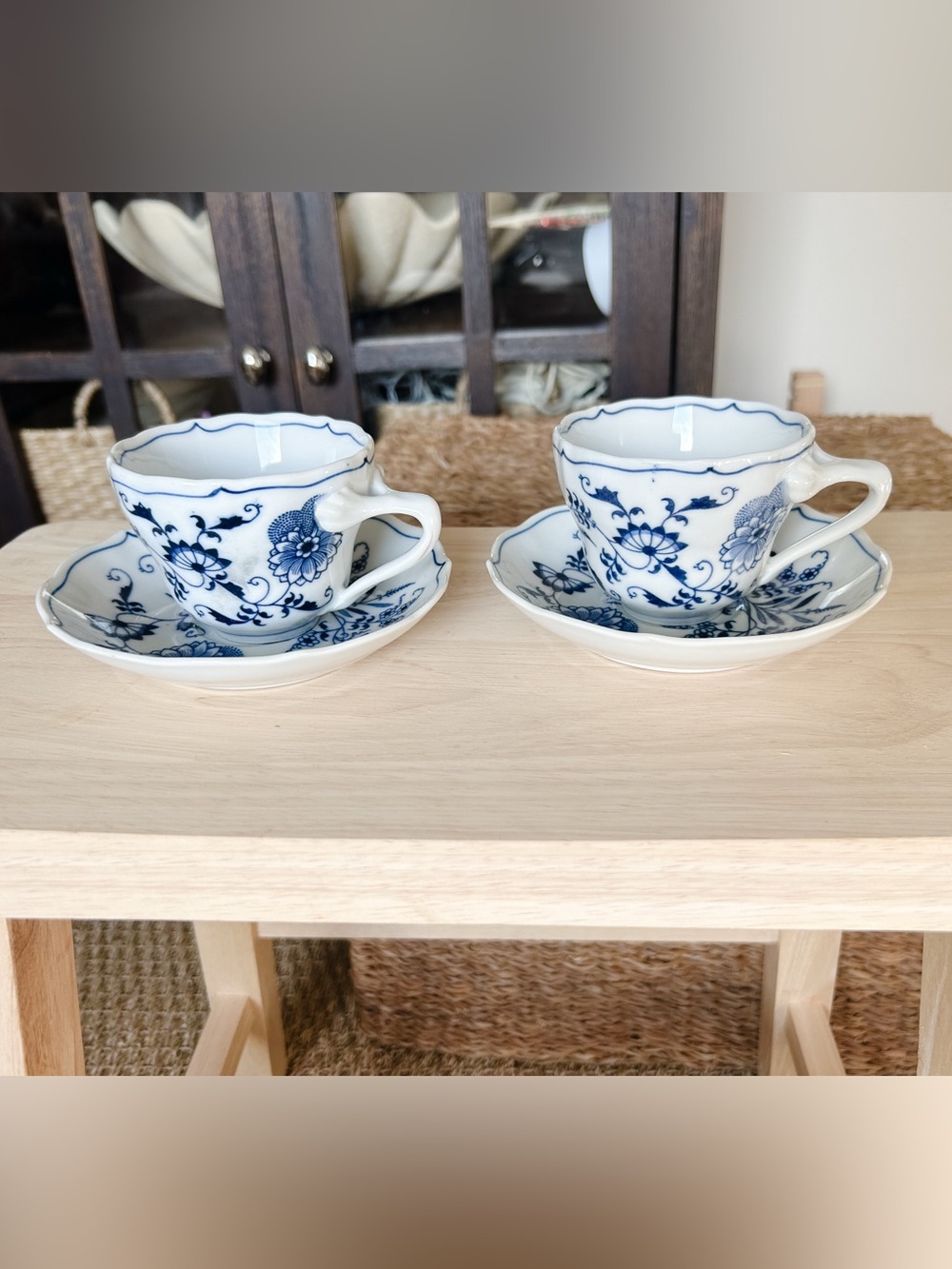 Blue Danube Blue Onion Pattern Tea Cup and Saucer 8oz - Set of 2